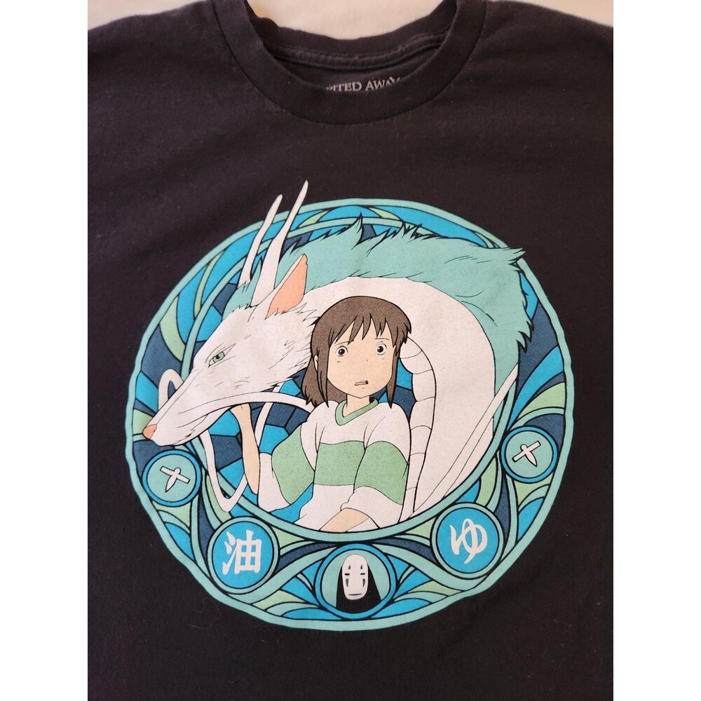 Hot Topic Spirited Away Chihiro Haku No-Face Graphic Black T-Shirt XL Anime